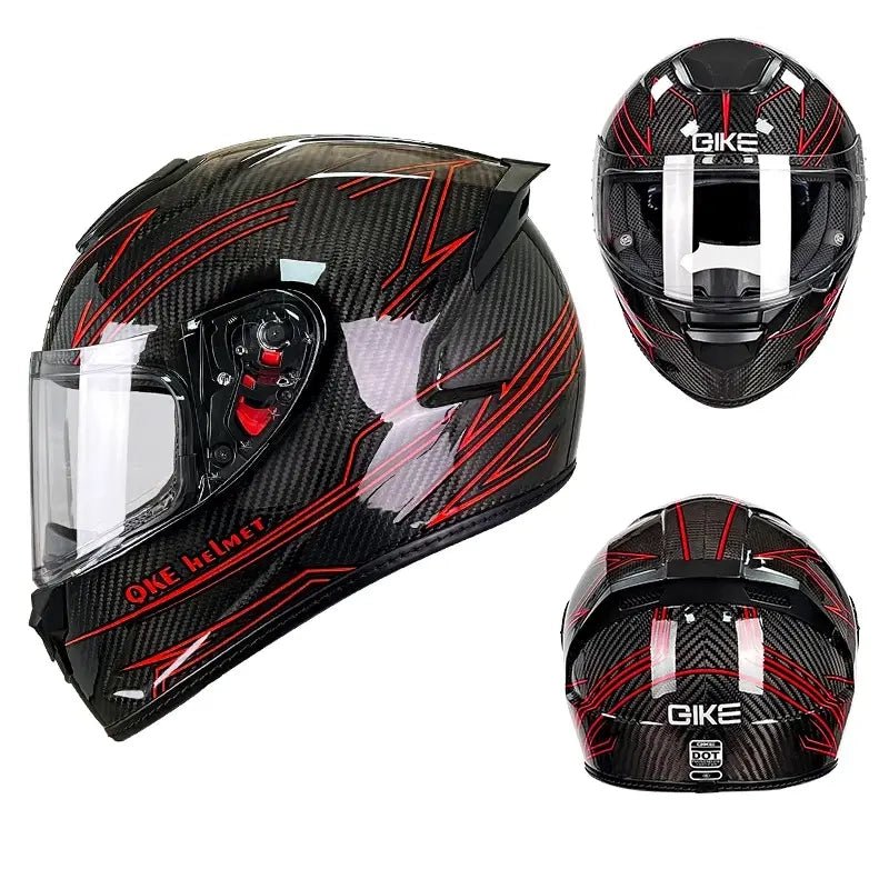 Full-Face Smart Motorcycle Helmet with Carbon Fiber Shell, 3D Curve Fit & Safety Certified - KIYOKI