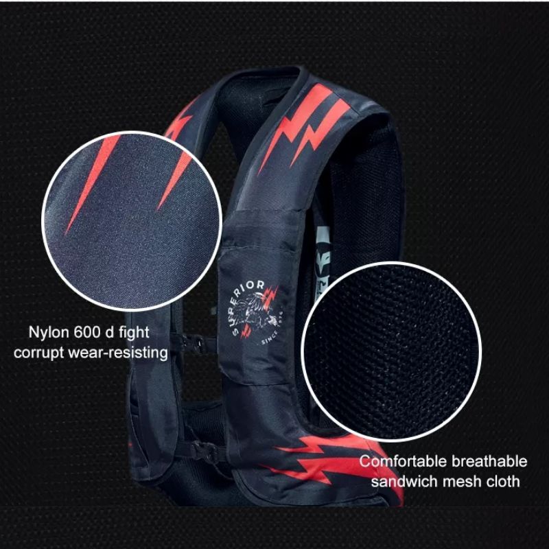 Motorcycle CO2 Air Bag Jacket Motorbike Riding Motocross Protector Black Slow Rebound Back Protector - KIYOKI
