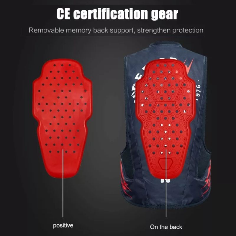 Motorcycle CO2 Air Bag Jacket Motorbike Riding Motocross Protector Black Slow Rebound Back Protector - KIYOKI