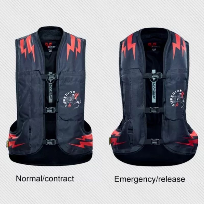 Motorcycle CO2 Air Bag Jacket Motorbike Riding Motocross Protector Black Slow Rebound Back Protector - KIYOKI