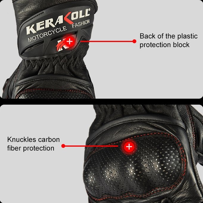 Motorcycle Gloves Cowhide Leather Motorbike Waterproof Gloves Protective Riding - KIYOKI
