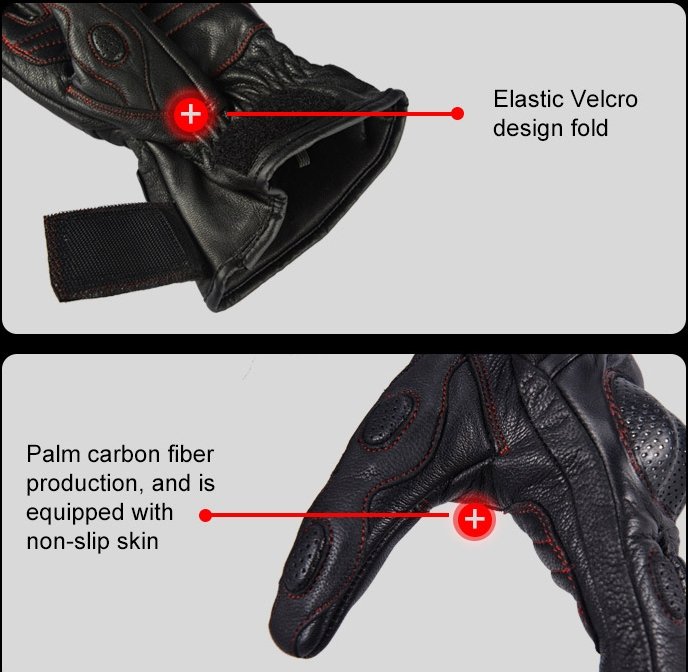 Motorcycle Gloves Cowhide Leather Motorbike Waterproof Gloves Protective Riding - KIYOKI