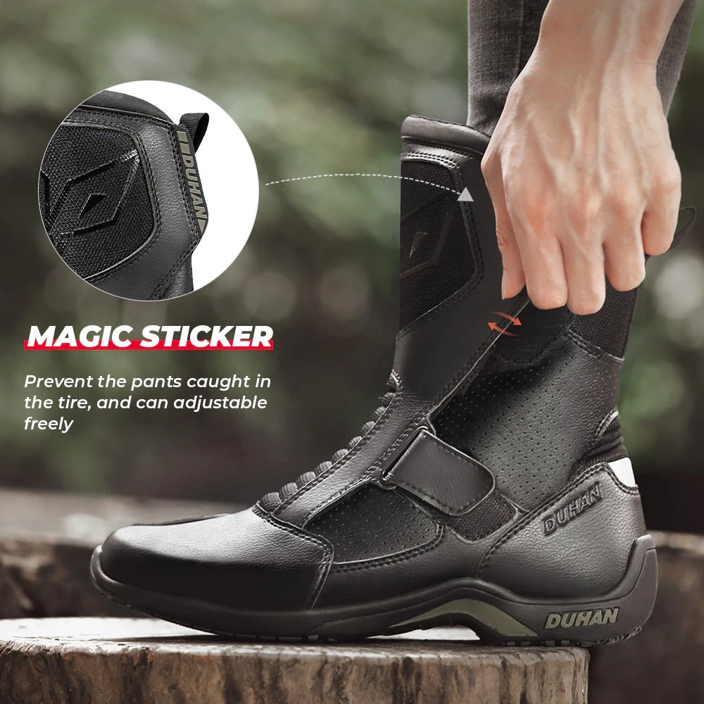 Unisex Breathable Sports Style Leather Motorcycle Boots Racing Motorbike Shoes For Motorcyclist - KIYOKI
