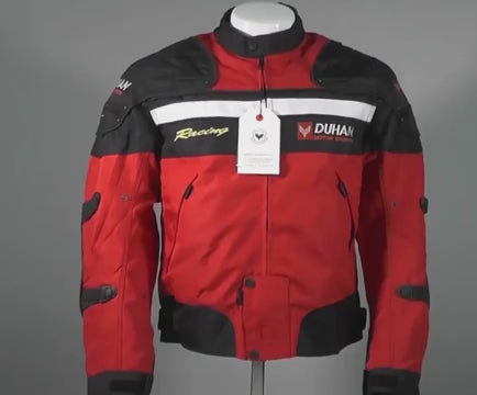 DUHAN Men Motorcycle Jacket CE Armored Riding Jacket Removable Thermal Liner Boby Protector All Seasons Red Blue Black