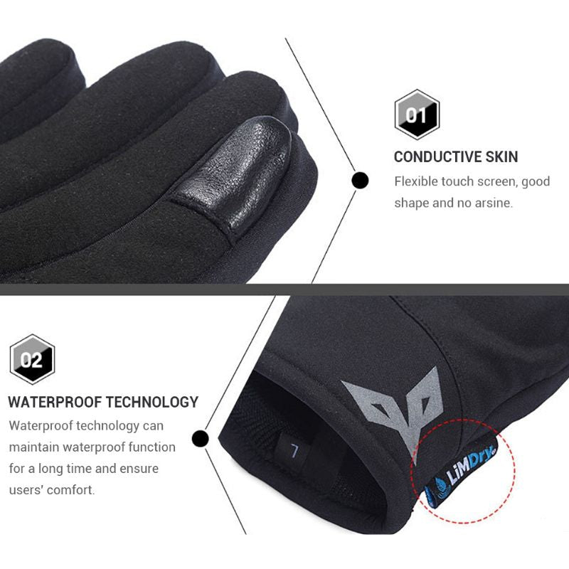 DUHAN Motorcycle Gloves Men Waterproof Coldproof Keep Warm Touch Screen Motocross Riding Gloves for Autumn Winter - KIYOKI