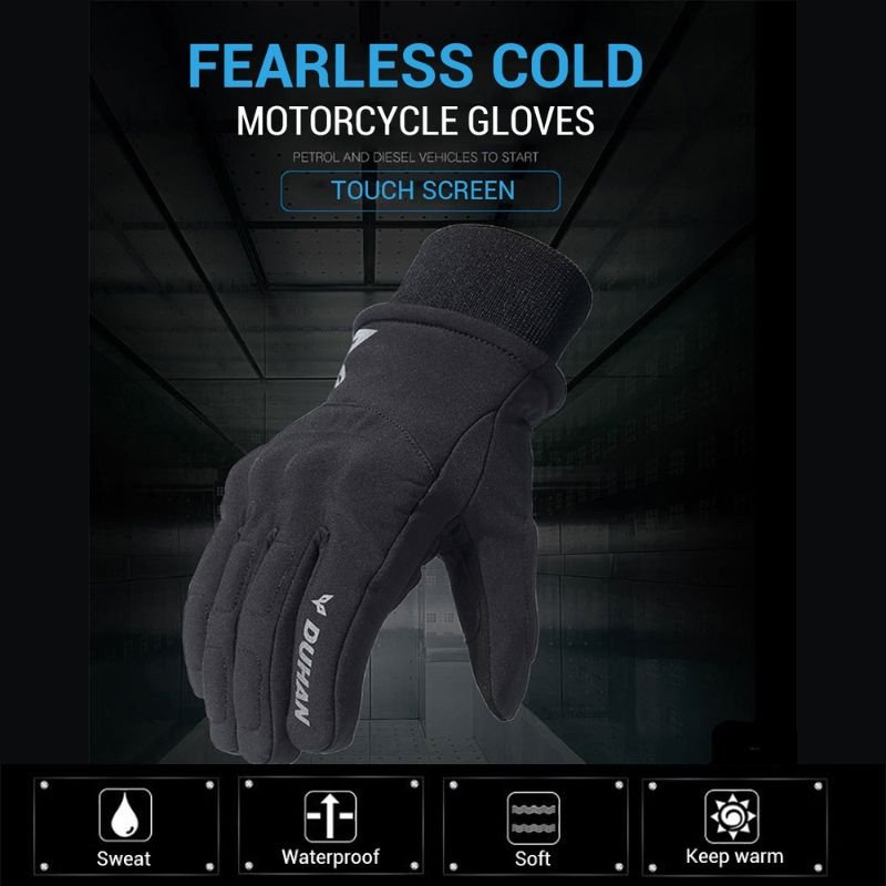 DUHAN Motorcycle Gloves Men Waterproof Coldproof Keep Warm Touch Screen Motocross Riding Gloves for Autumn Winter - KIYOKI