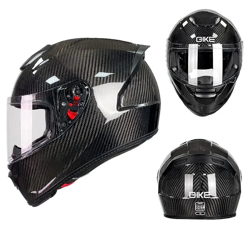 Full-Face Smart Motorcycle Helmet with Carbon Fiber Shell, 3D Curve Fit & Safety Certified - KIYOKI