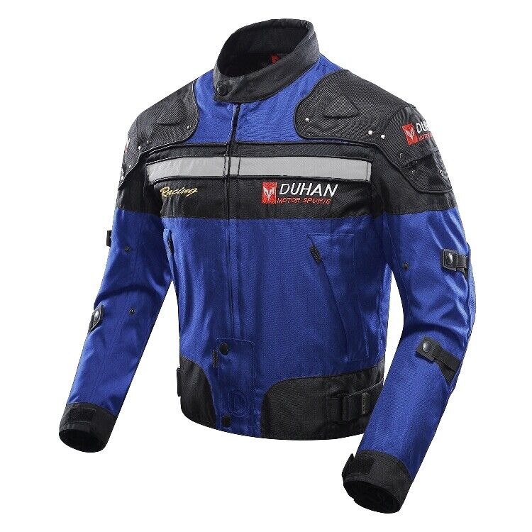 Men Motorcycle Jacket CE Armored Riding Jacket Removable Thermal Liner Boby Protector All Seasons Red Blue Black - KIYOKI