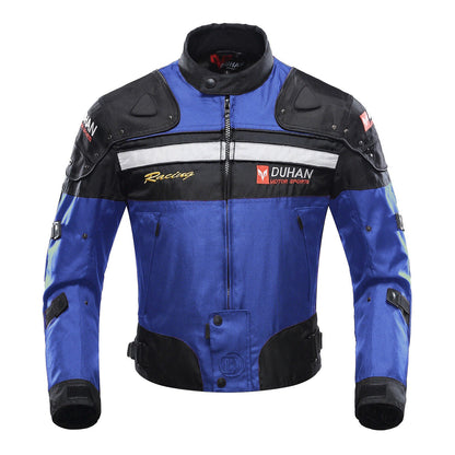 Men Motorcycle Jacket CE Armored Riding Jacket Removable Thermal Liner Boby Protector All Seasons Red Blue Black - KIYOKI