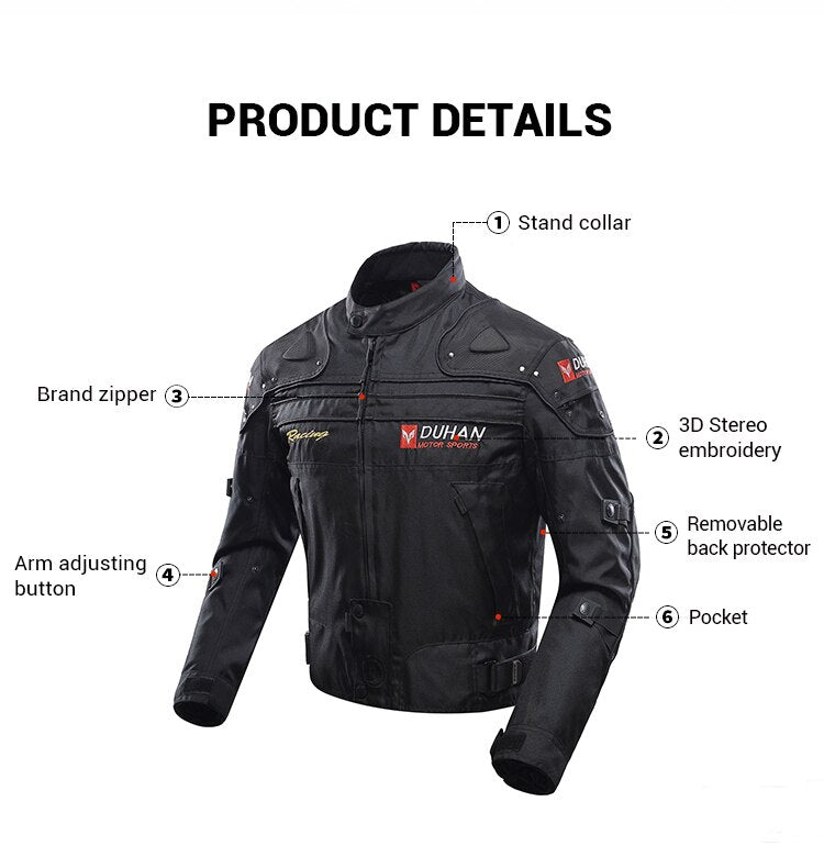 Men Motorcycle Jacket CE Armored Riding Jacket Removable Thermal Liner Boby Protector All Seasons Red Blue Black - KIYOKI