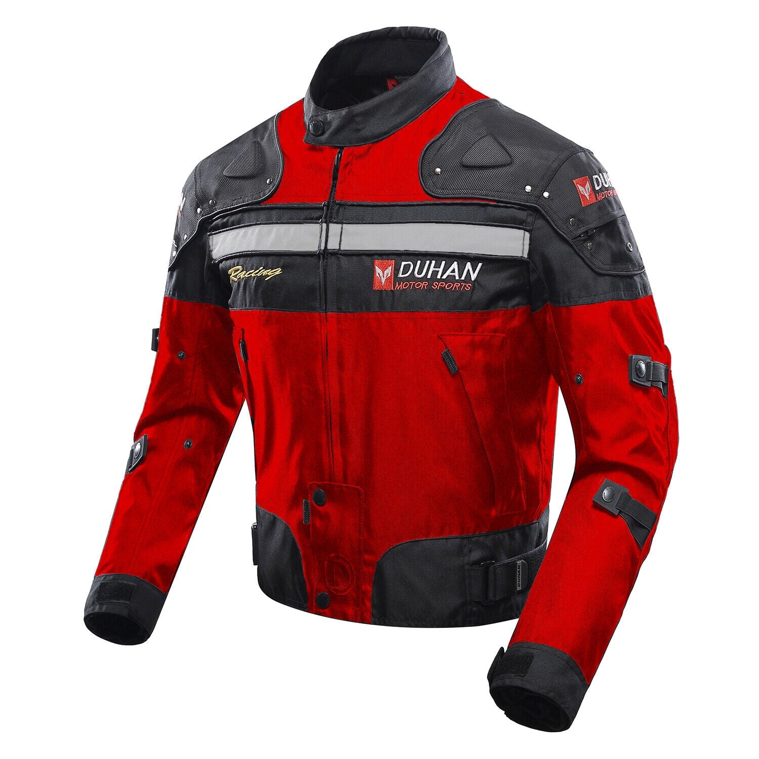 Men Motorcycle Jacket CE Armored Riding Jacket Removable Thermal Liner Boby Protector All Seasons Red Blue Black - KIYOKI