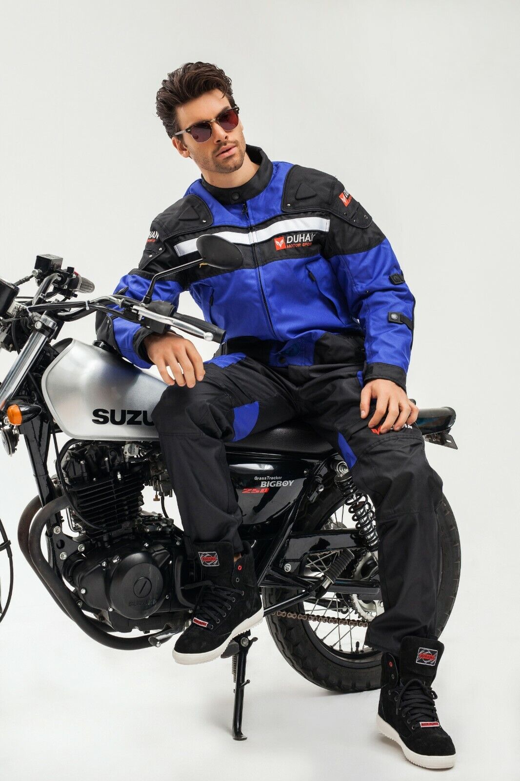 Men Motorcycle Jacket CE Armored Riding Jacket Removable Thermal Liner Boby Protector All Seasons Red Blue Black - KIYOKI