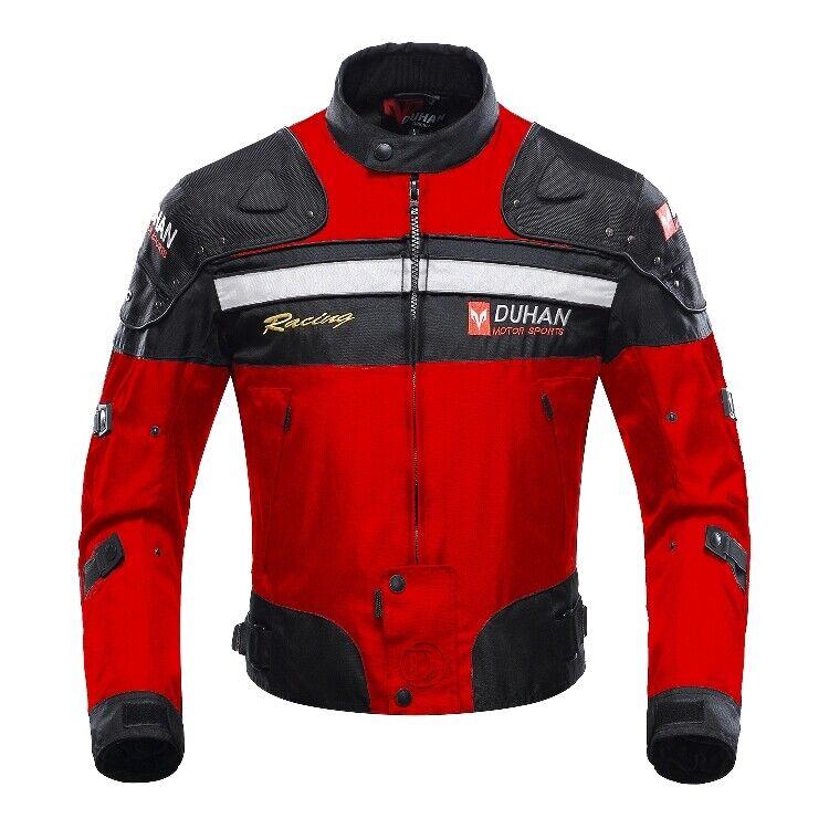 Men Motorcycle Jacket CE Armored Riding Jacket Removable Thermal Liner Boby Protector All Seasons Red Blue Black - KIYOKI