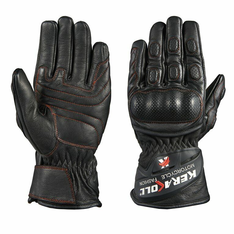 Motorcycle Gloves Cowhide Leather Motorbike Waterproof Gloves Protective Riding - KIYOKI