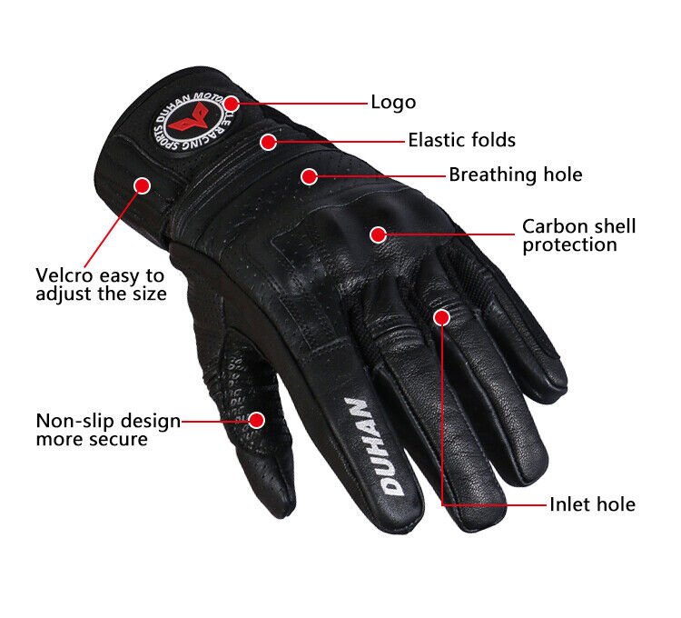 Motorcycle Leather Gloves Motorbike Riding Hand Gloves Protective Riding Gear - KIYOKI