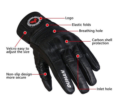 Motorcycle Leather Gloves Motorbike Riding Hand Gloves Protective Riding Gear - KIYOKI