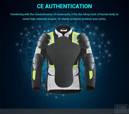 Motorcycle Riding Jacket Vented Jacket CE Armour Reflective High Vis Body Protection - KIYOKI