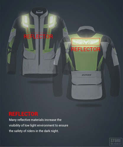 Motorcycle Riding Jacket Vented Jacket CE Armour Reflective High Vis Body Protection - KIYOKI