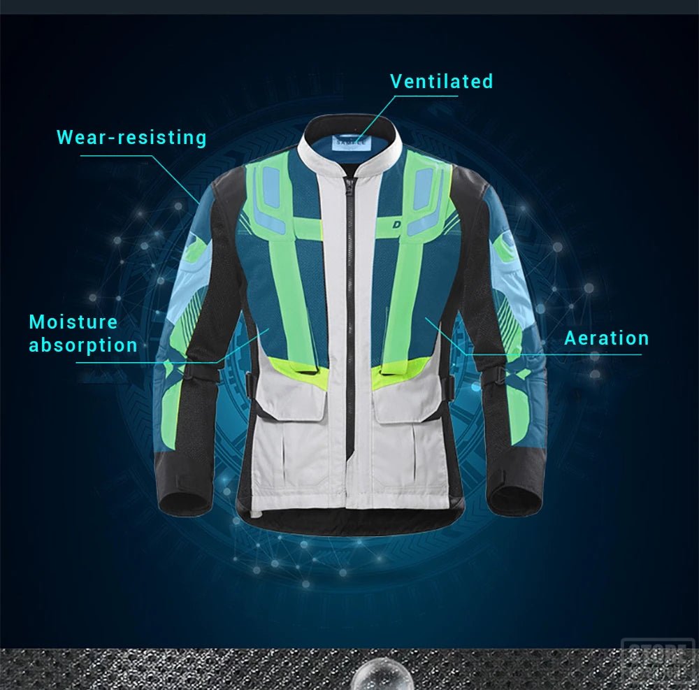 Motorcycle Riding Jacket Vented Jacket CE Armour Reflective High Vis Body Protection - KIYOKI