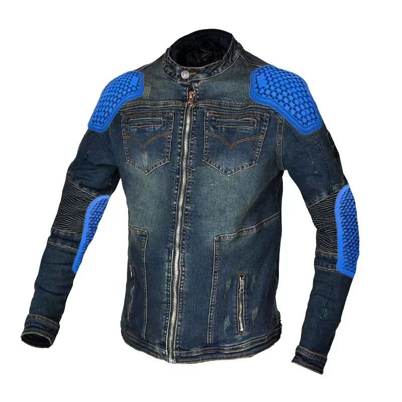 RIDERACT Motorcycle Denim Jacket RoadRush Biker Jacket Blue Armored |  Gentry Choice