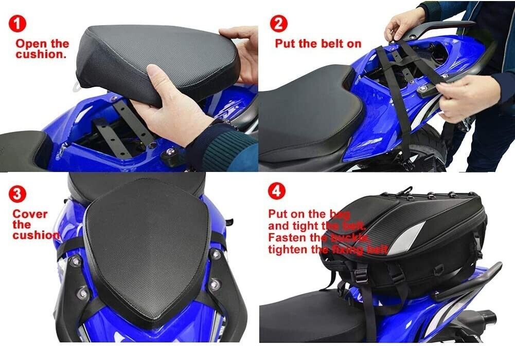 Motorcycle Waterproof Tail Bag Backpack Rear Mounted Storage Pouch Outdoor - KIYOKI