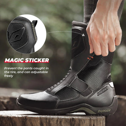 Unisex Breathable Sports Style Leather Motorcycle Boots Racing Motorbike Shoes For Motorcyclist - KIYOKI